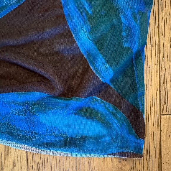 Louisa Ballou mesh brown and blue top size small - Picture 5 of 5